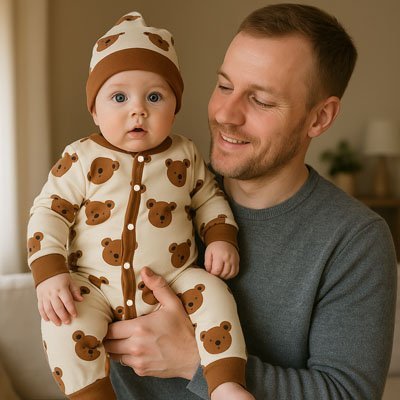 Barboteuse bébé avec bonnet assorti