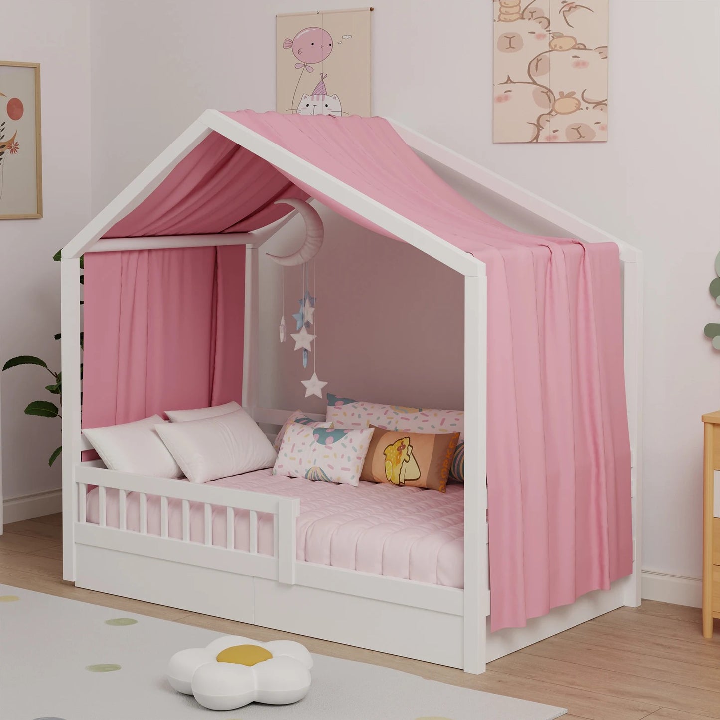 ciel de lit 1 piece cabane rose