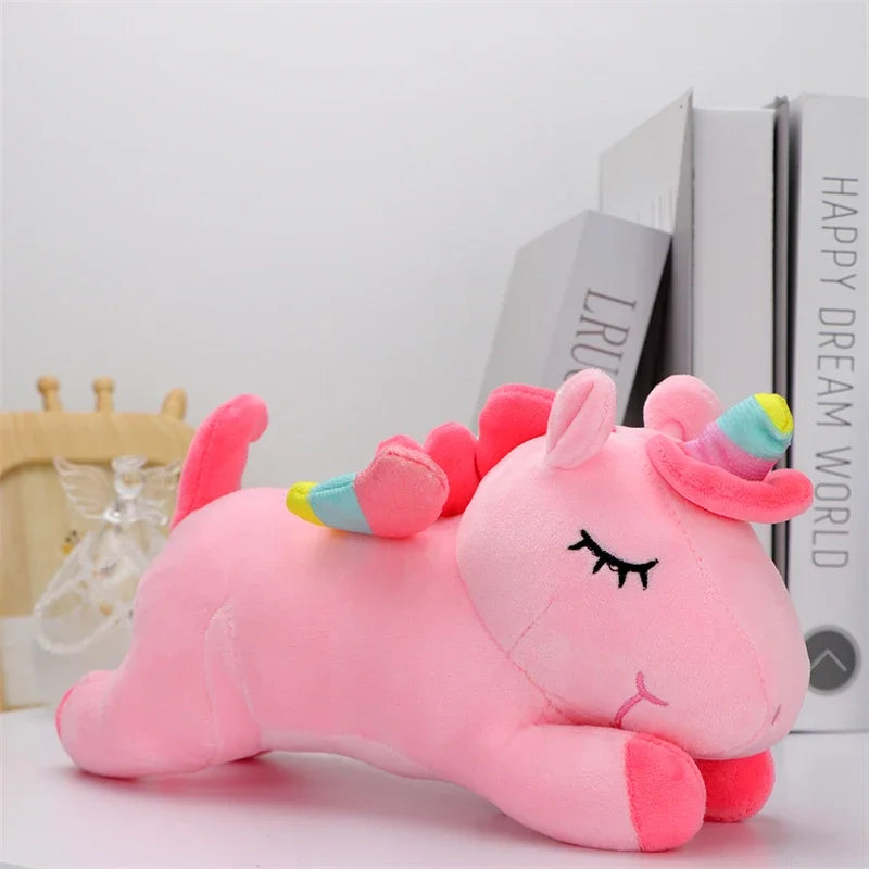 licorne en peluche rose 27 cm