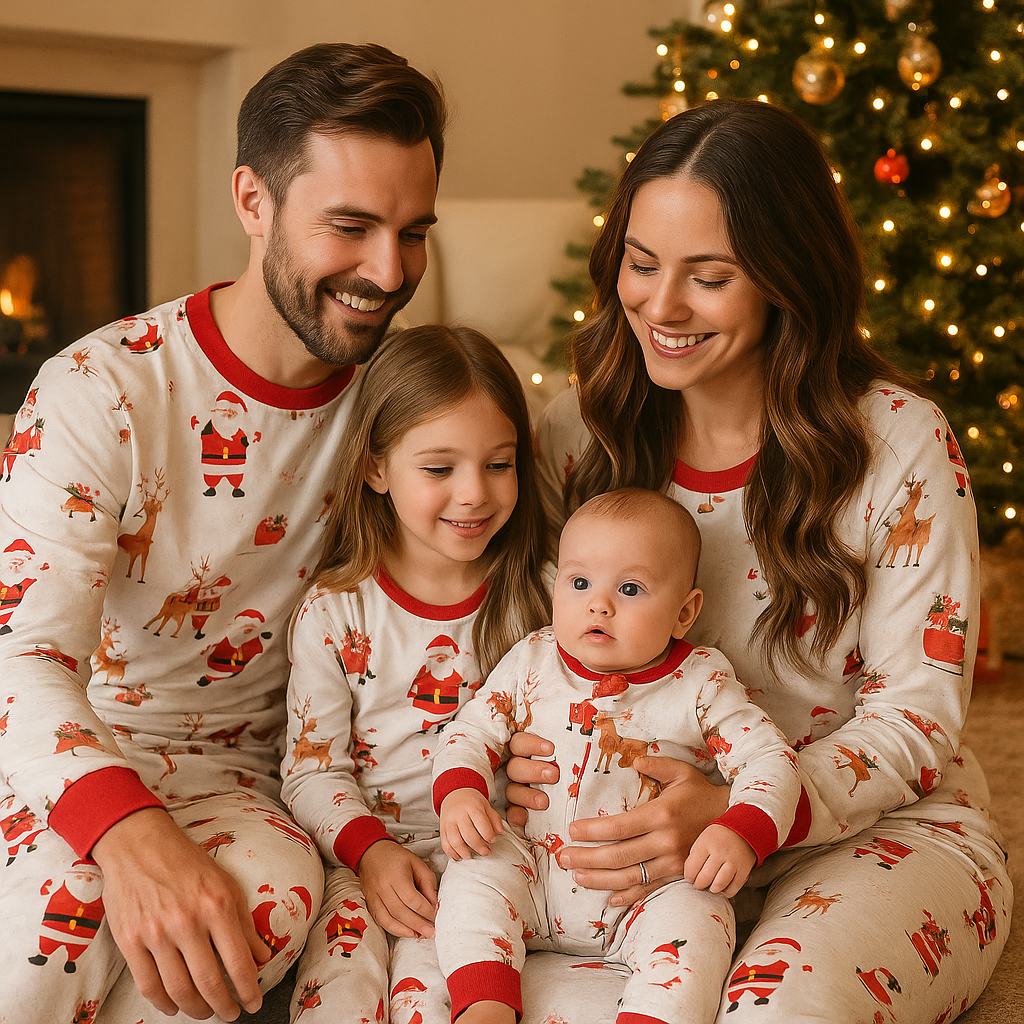 pyjama noel famille reuni pere noel