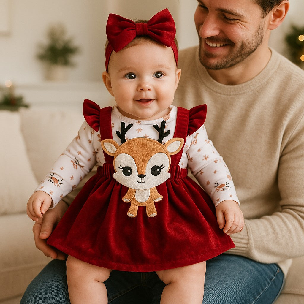 robe de noel rouge petit cerf