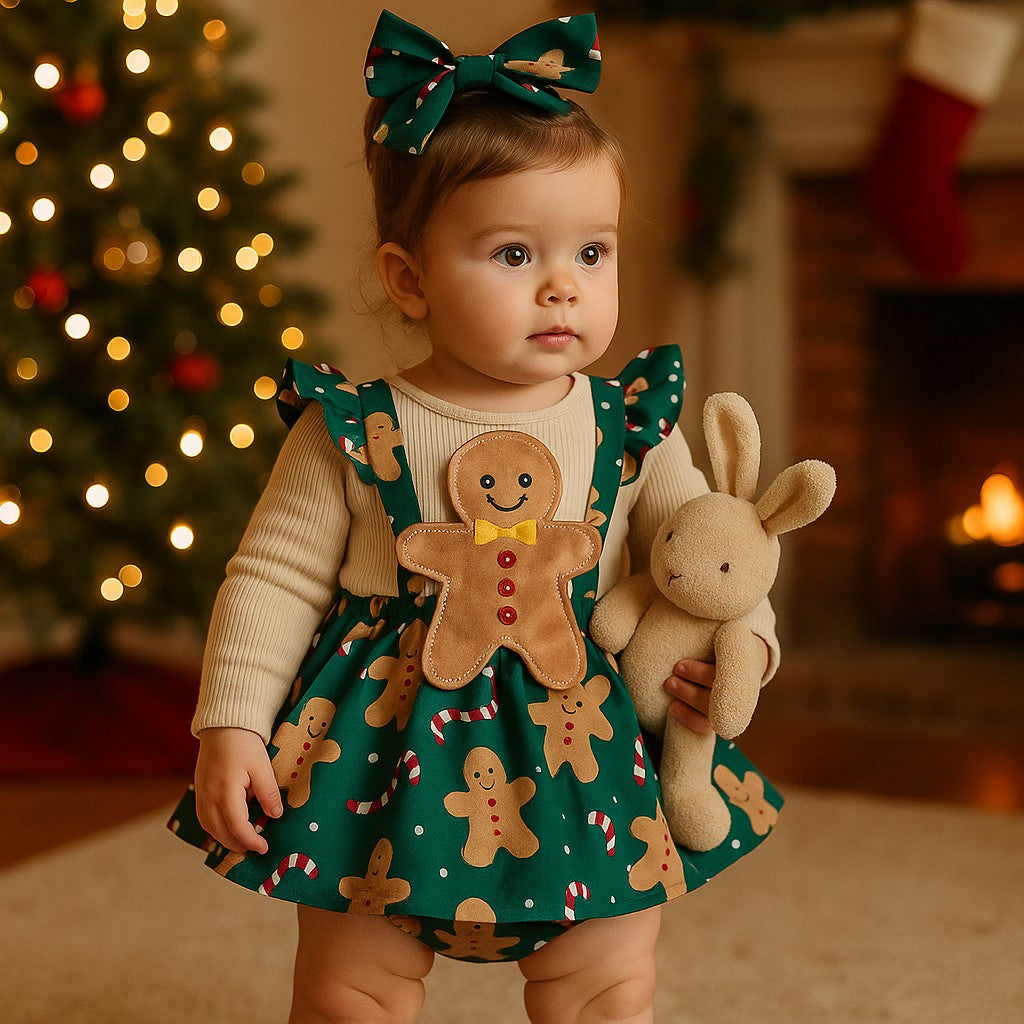robe noel bebe fille biscuits verte