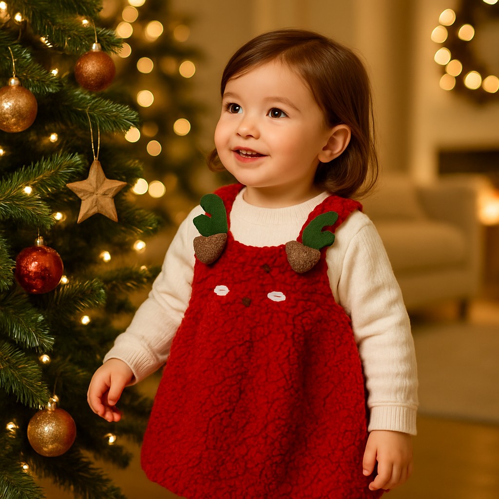 Robe noel bebe fille | Petite fille Renneâ„¢