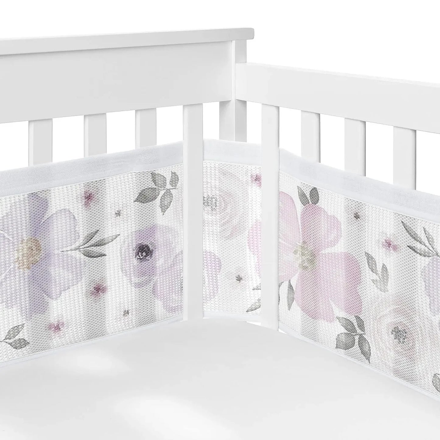 tour de lit bebe respirant fleurs maille aeree