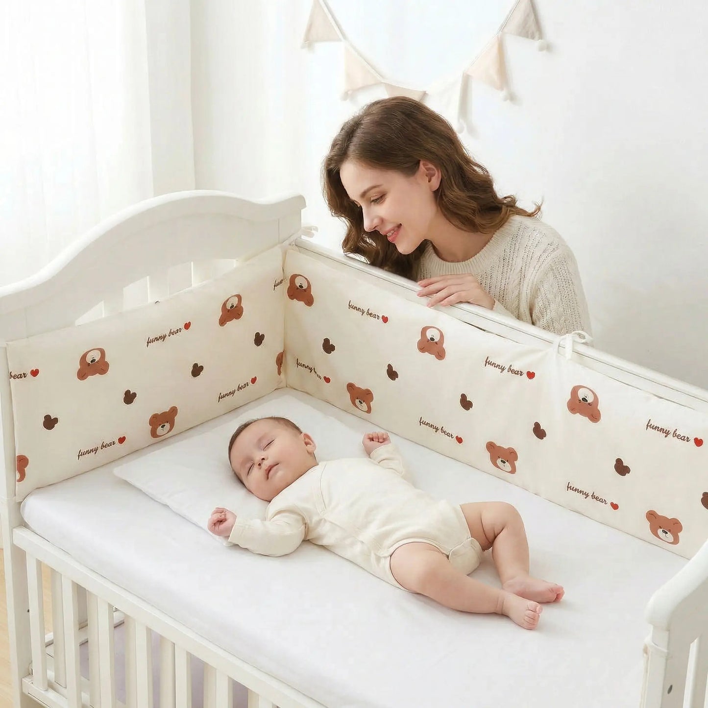 tour de lit ourson teddy bear beige