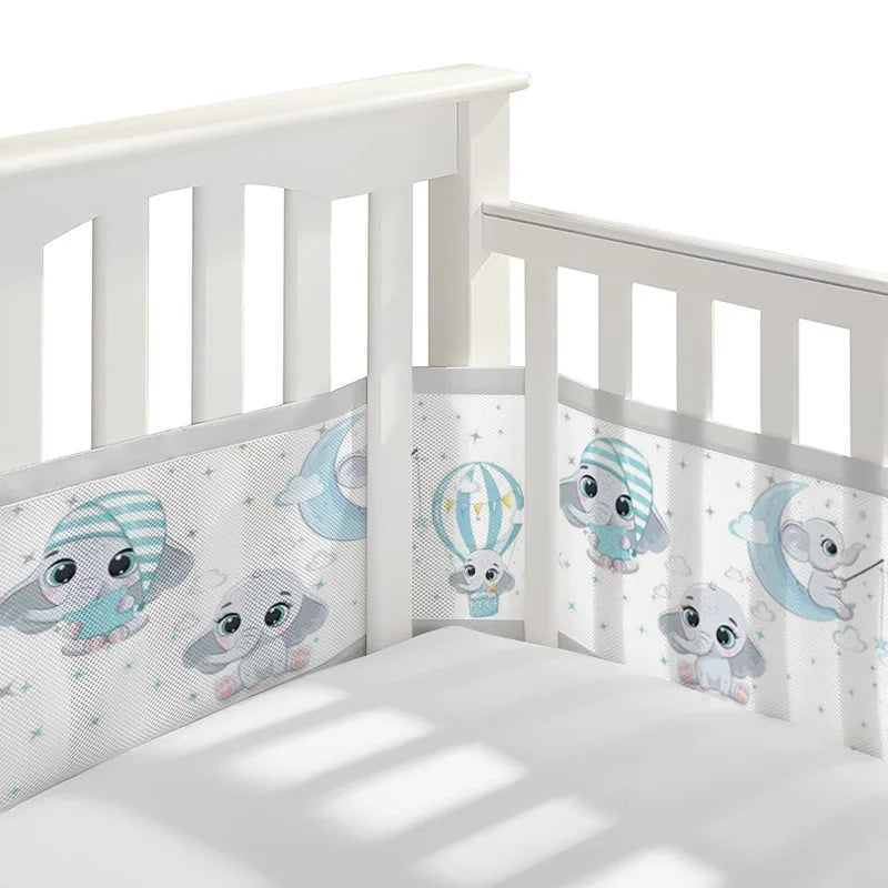 tour de lit respirant elephant bleu