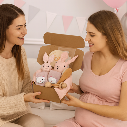 Coffret cadeau bebe | Départ dans la vie Lapin rose™