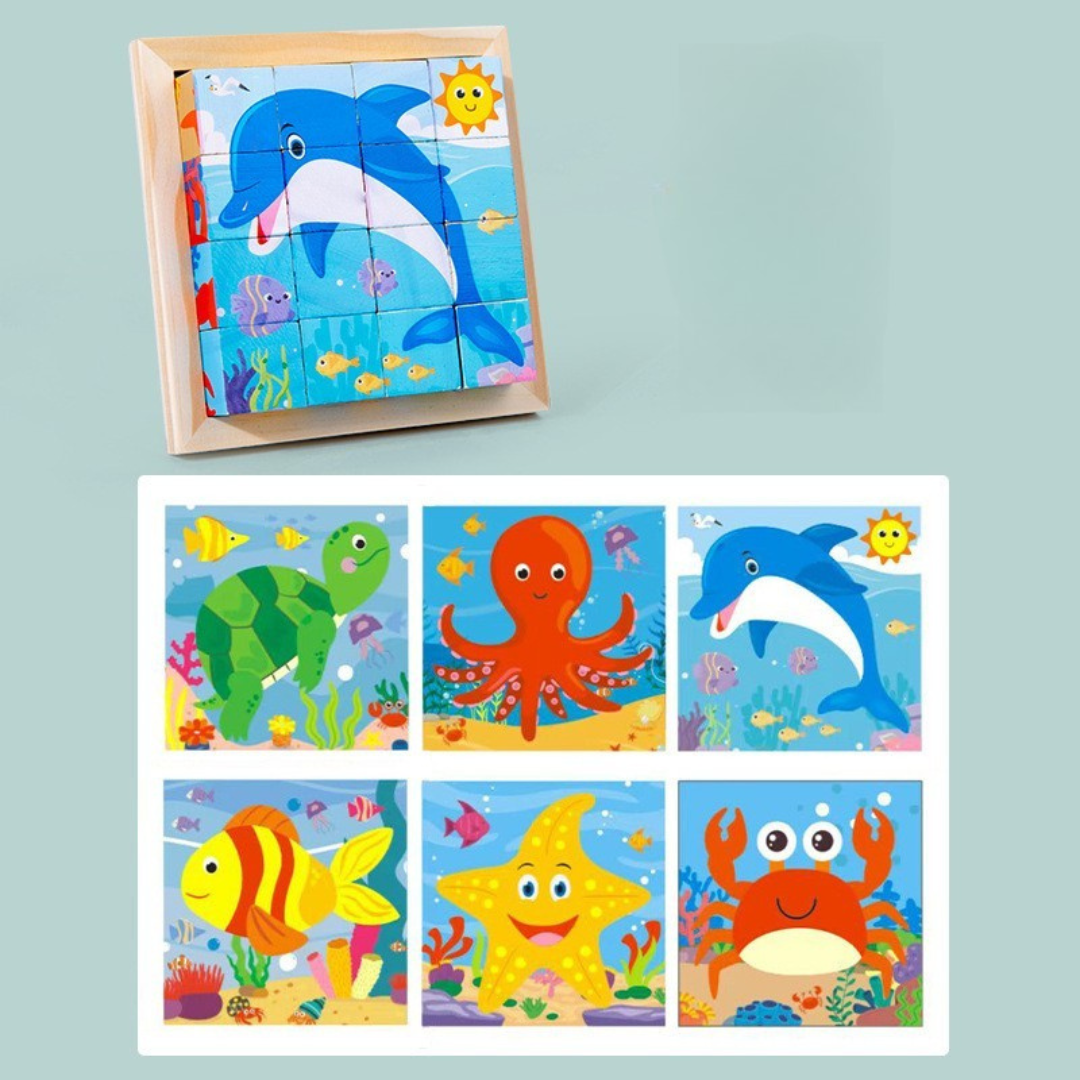 Puzzle bebe | Montessori 6 faces bois massif™
