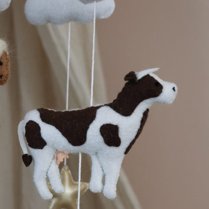 Mobile lit Bébé Ferme | Création Belge Vache, Cheval et Mouton Fait Main™
