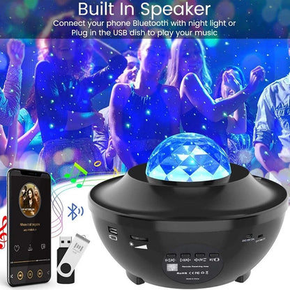Projecteur de ciel étoilé LED, veilleuse Bluetooth, lecteur de musique, télécommande, vague d'océan, galaxie, lumière ambiante, décoration de chambre à coucher, cadeau