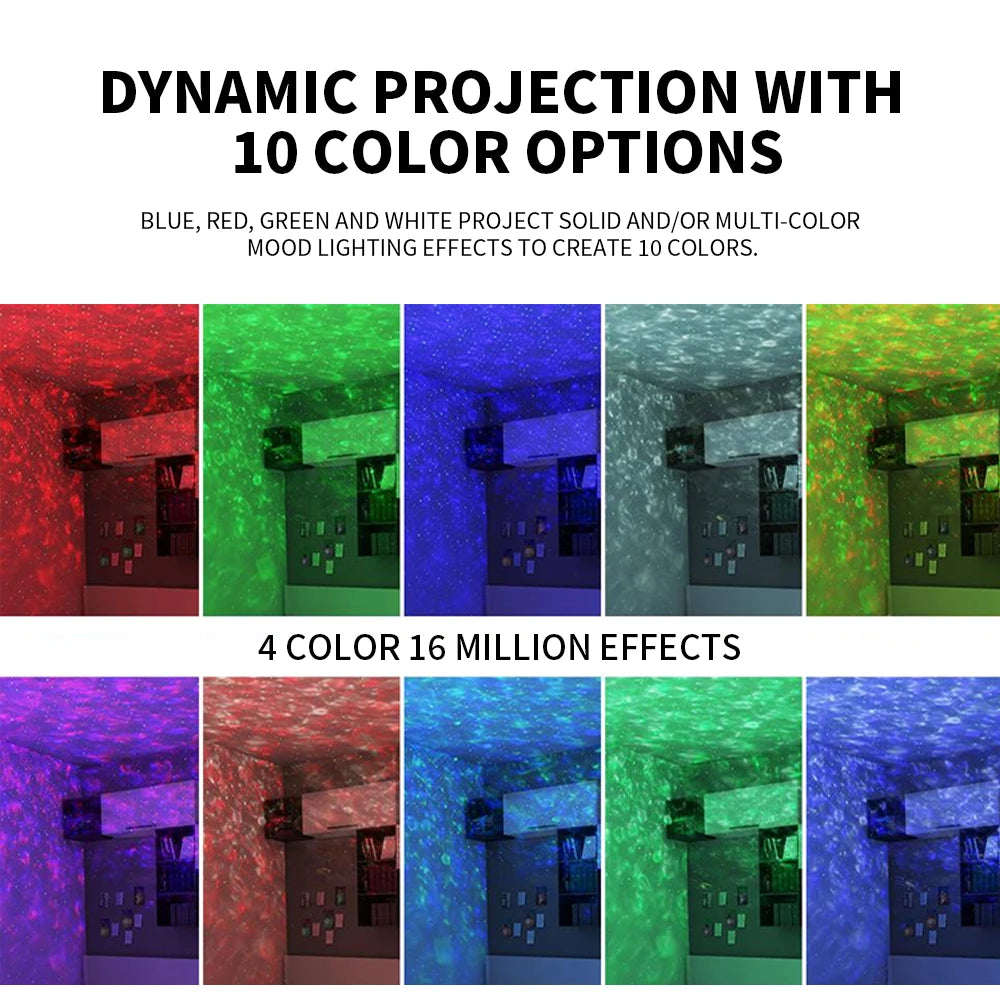 Projecteur de ciel étoilé LED, veilleuse Bluetooth, lecteur de musique, télécommande, vague d'océan, galaxie, lumière ambiante, décoration de chambre à coucher, cadeau