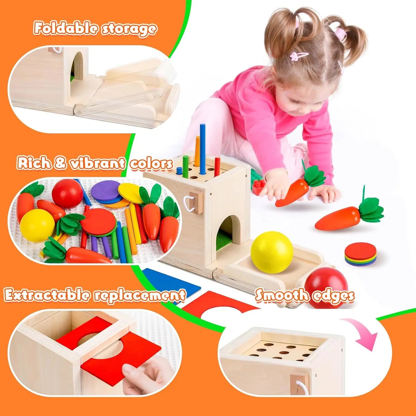 JOUET POUR BÉBÉ EN BOIS / CUBE ACTIVITÉS BOIS™