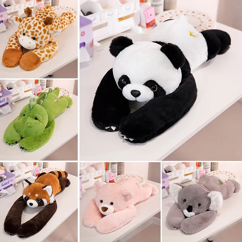 Peluche à bras longs toutes séries : Raton laveur, Koala, Ours, Paresseux, Chien, Girafe, Dinosaure, Tortue – Coussin en peluche doux, cadeau mignon pour bébé