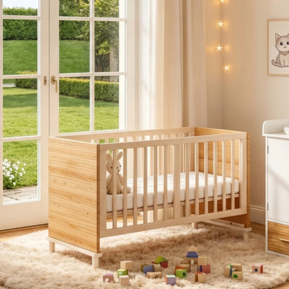 Lit Bois Bébé Évolutif & Naturel | 140x70 cm - Sécurité Nature™
