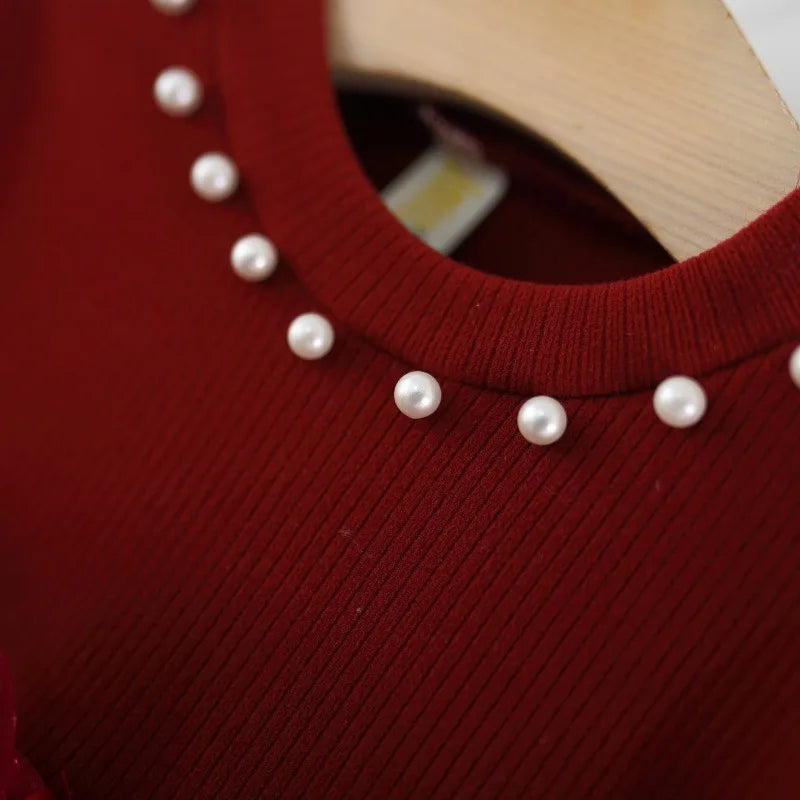 Robe de Noël Bébé Fille en Coton | Tulle et Perles scintillantes™