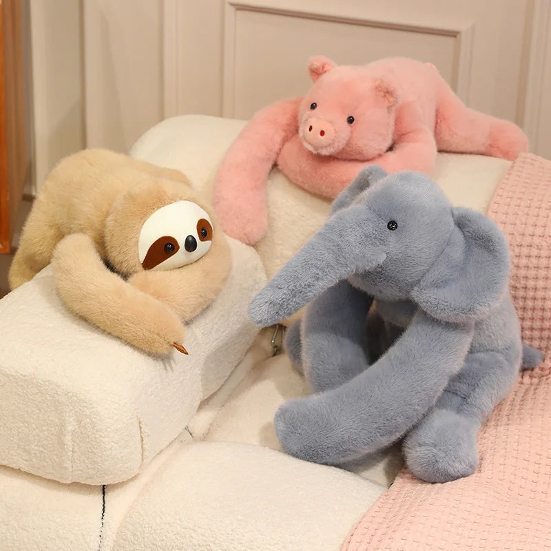 Peluche à bras longs toutes séries : Raton laveur, Koala, Ours, Paresseux, Chien, Girafe, Dinosaure, Tortue – Coussin en peluche doux, cadeau mignon pour bébé