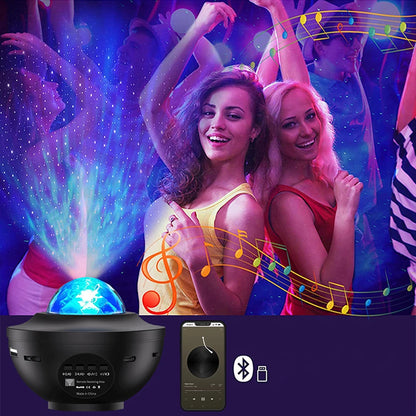 Projecteur de ciel étoilé LED, veilleuse Bluetooth, lecteur de musique, télécommande, vague d'océan, galaxie, lumière ambiante, décoration de chambre à coucher, cadeau