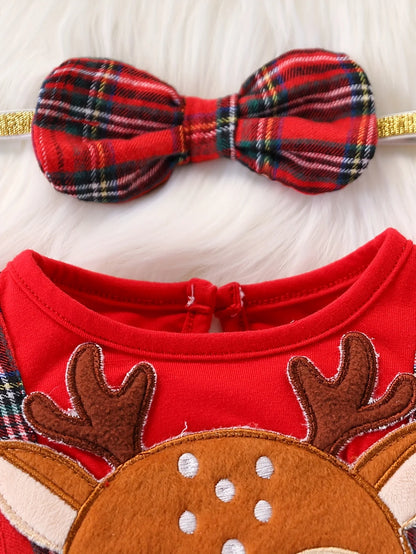 Robe de Noël Bébé Fille Volants et Tulle Étoilé | Petit Renne rouge étoilé™