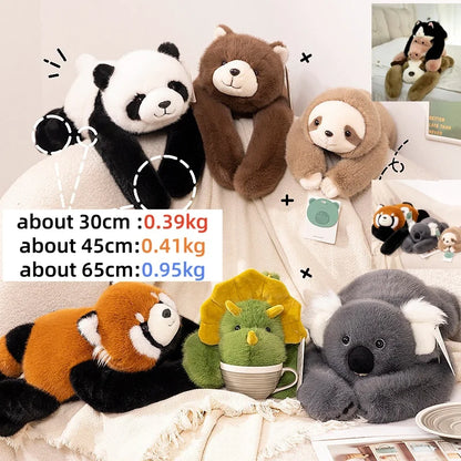 Peluche à bras longs toutes séries : Raton laveur, Koala, Ours, Paresseux, Chien, Girafe, Dinosaure, Tortue – Coussin en peluche doux, cadeau mignon pour bébé