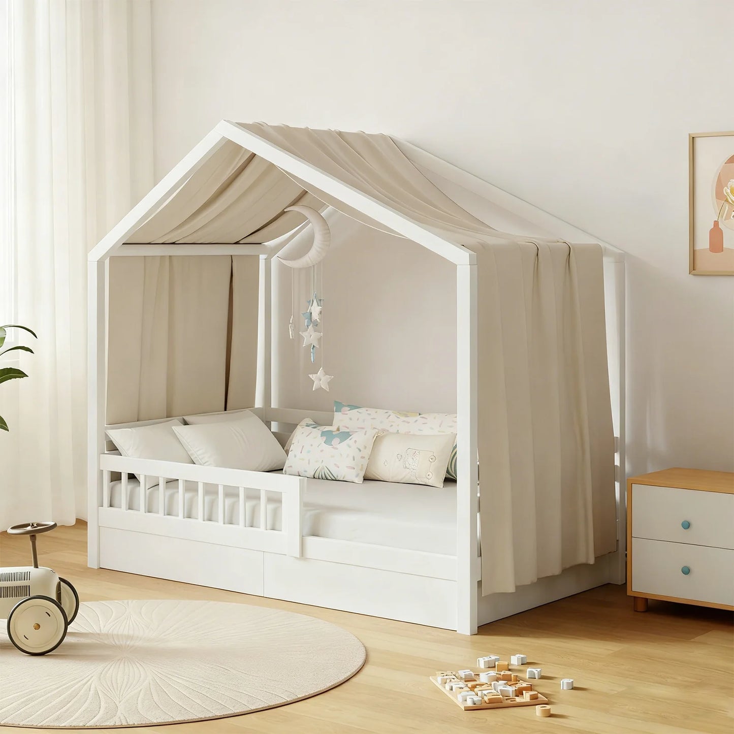 Ciel de lit cabane | Refuge cocon beige crème