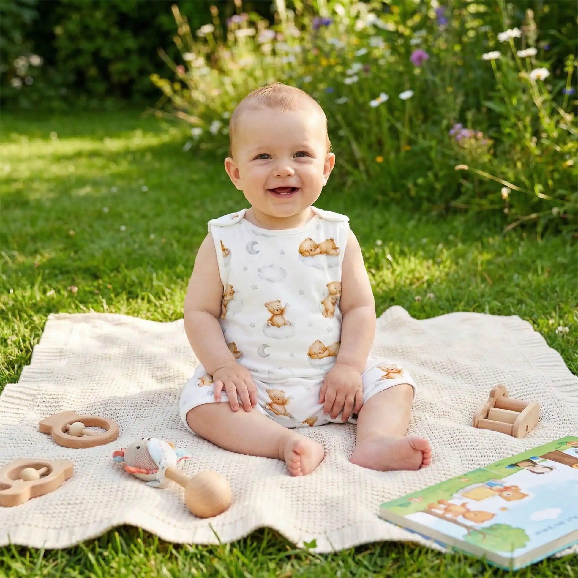 barboteuse bébé coton respirant oursons