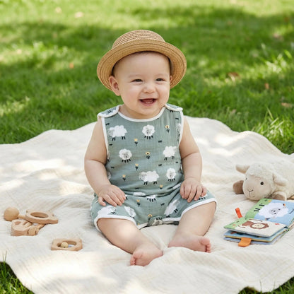 barboteuse bebe gaze de coton moutons