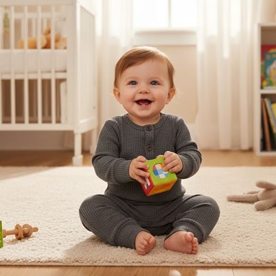 Barboteuse​ coton gris extensible