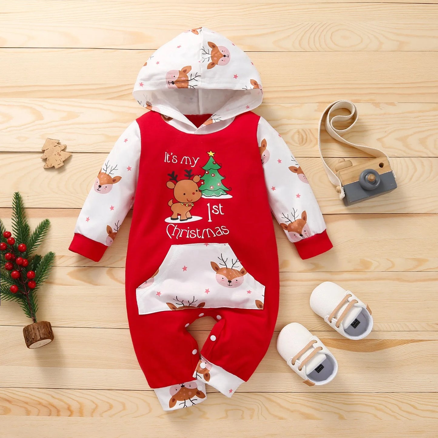 barboteuse mon 1er noël en coton pour 6 mois