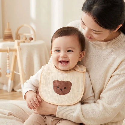 bavoir gaze de coton lot de 2 ourson