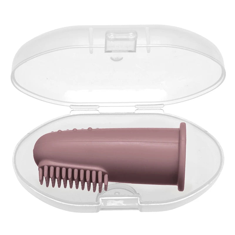 brosse a dent bebe silicone rose clair