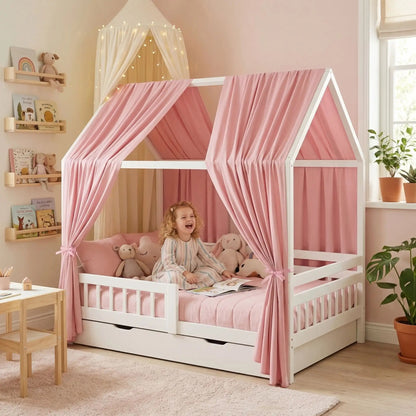 ciel de lit cabane pour refuge enfant rose coton
