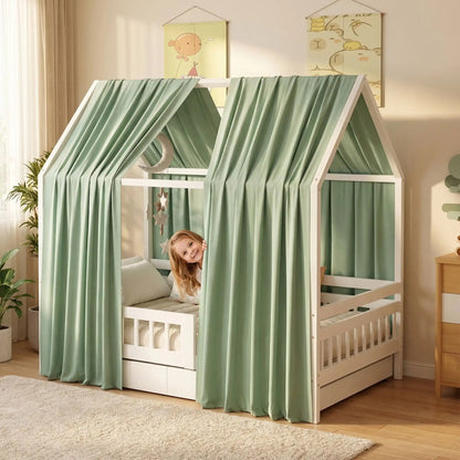 ciel de lit cabane tissu  respirant leger vert