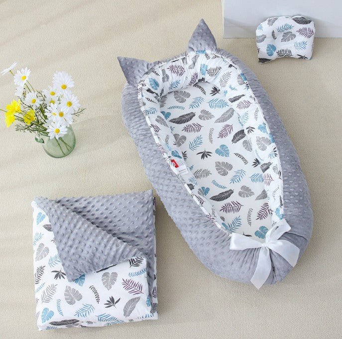 cocon pour bebe plume coton gris