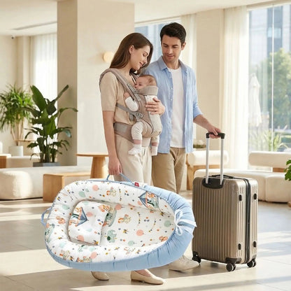 cocon pour bebe transportable bleu coton classe A