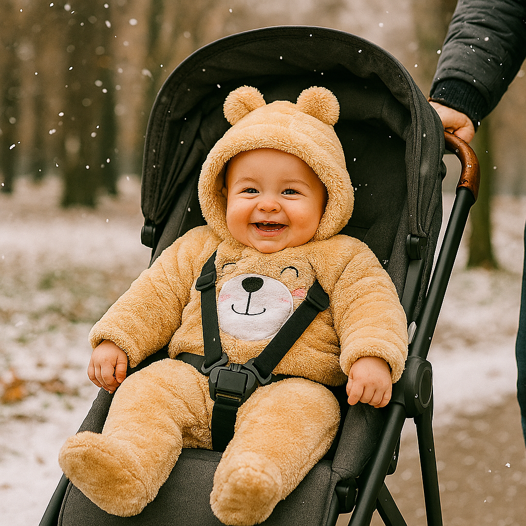 combinaison hiver bebe beige chien