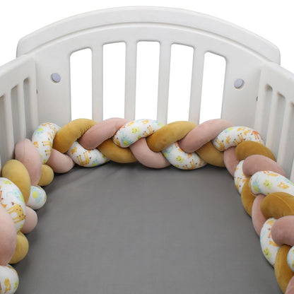 contour de lit tresse jaune moutarde 3 brins avec motifs savane
