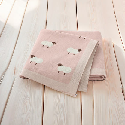 couverture-bébé-moutons-rose