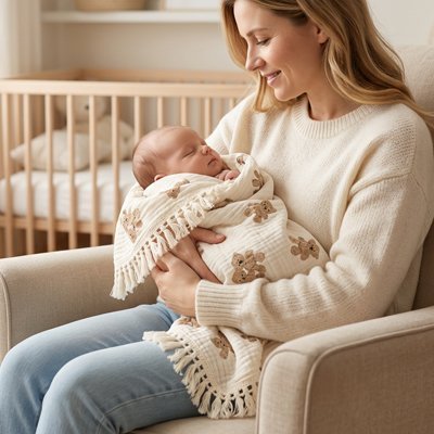 Couverture bébé été oursons