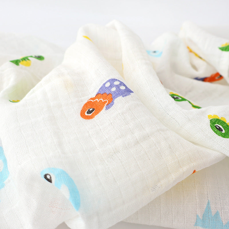plan rapproché du détail du tissu de la couverture bébé gaze de coton