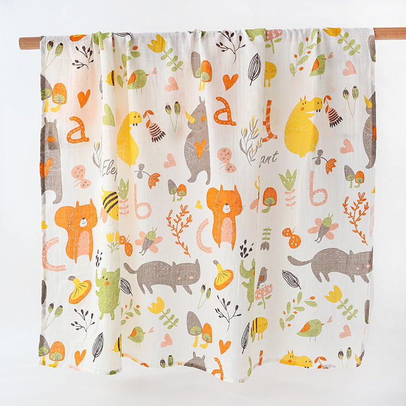 couverture en gaze de coton motifs champignons chat pour utiliser de partout