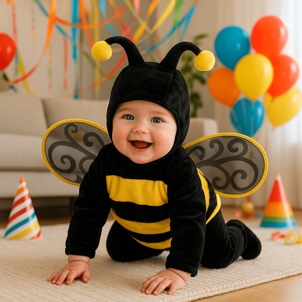 bébé dans un déguisement abeille complet 3-6 mois jaune e noir 