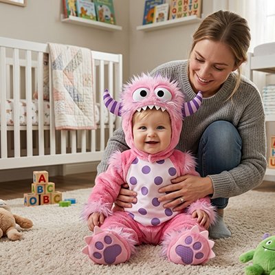 Déguisement bebe mignon monstre rose