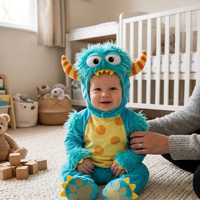 Déguisement bebe monstre en peluche douce