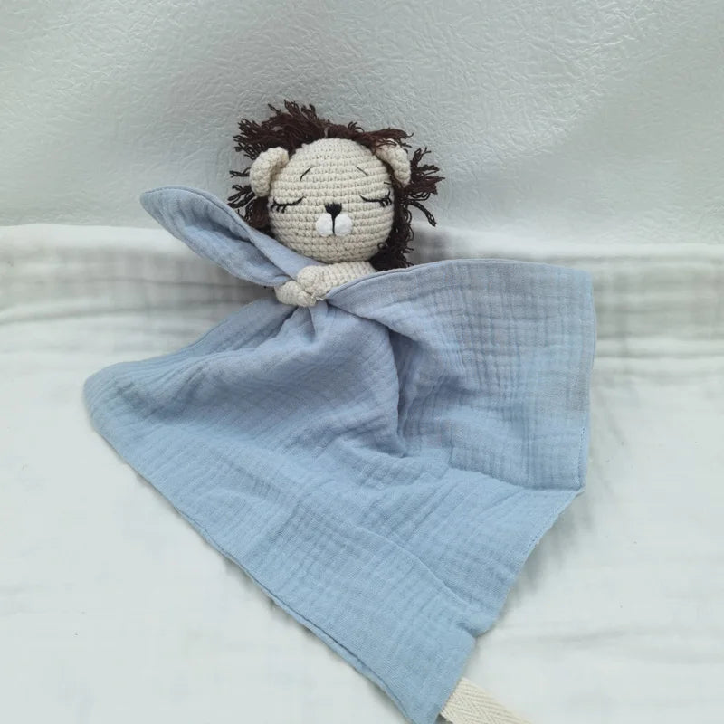 doudou crochet lion bleu