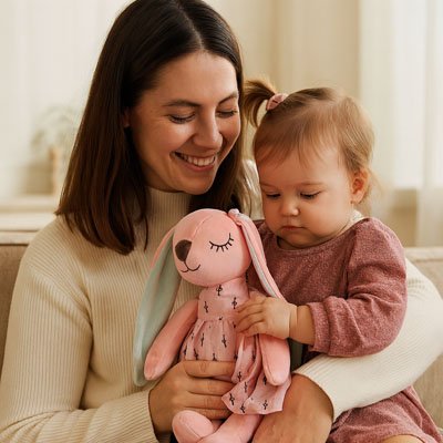 doudou lapin souple rose
