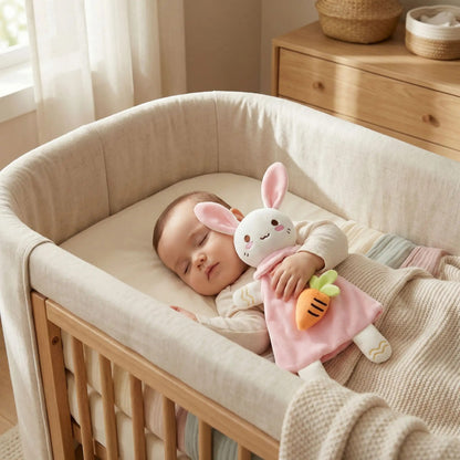 doudou marionnette lapin coton pour eveil bébé