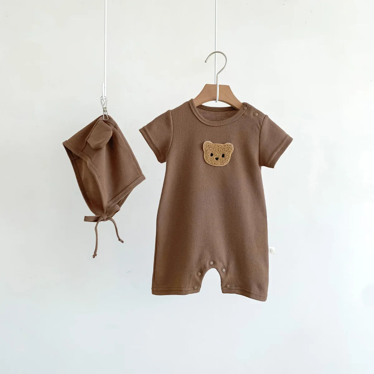 grenouillere bebe ours brun pur coton