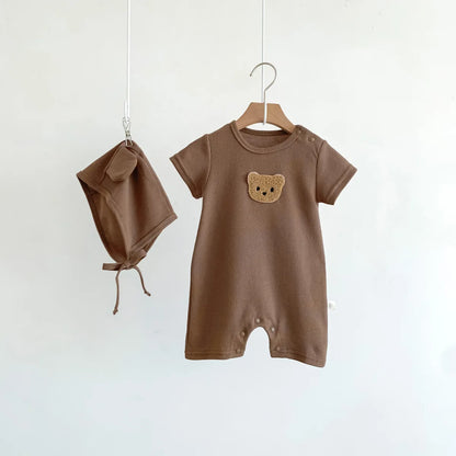 grenouillere bebe ours brun pur coton