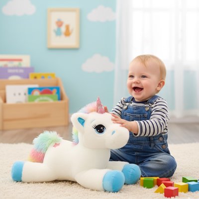licorne peluche bleu bebe