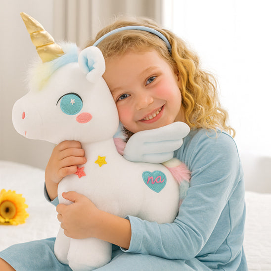 licorne peluche bleu